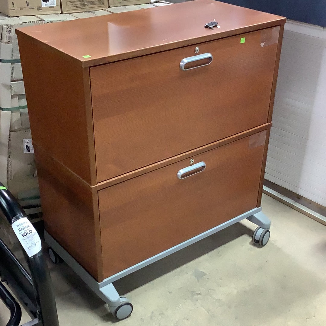 wood veneer filing cabinet