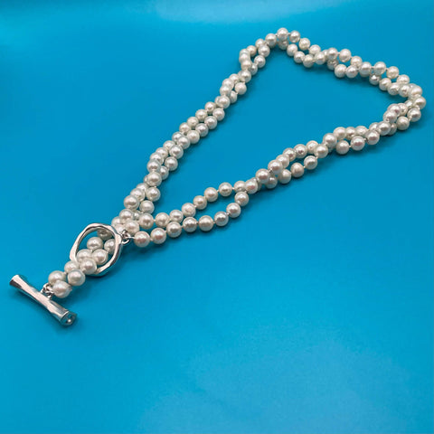 Amy Delson Jewelry double stranded pearl necklace with toggle clasp