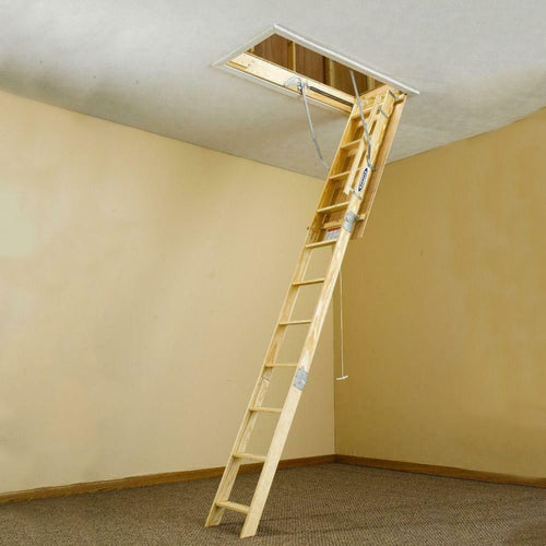 Hooked Compact Telescoping Attic Access Stair Steps Ladder With Hooks–  Zincera