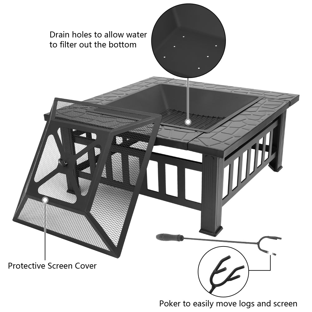 square fire pit table