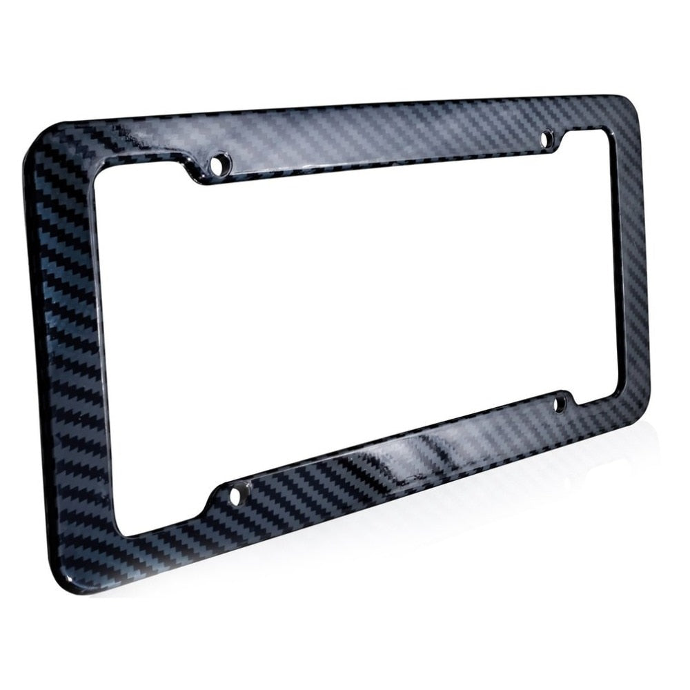 Premium Carbon Fiber Black Vehicle License Plate Holder Frame Zincera