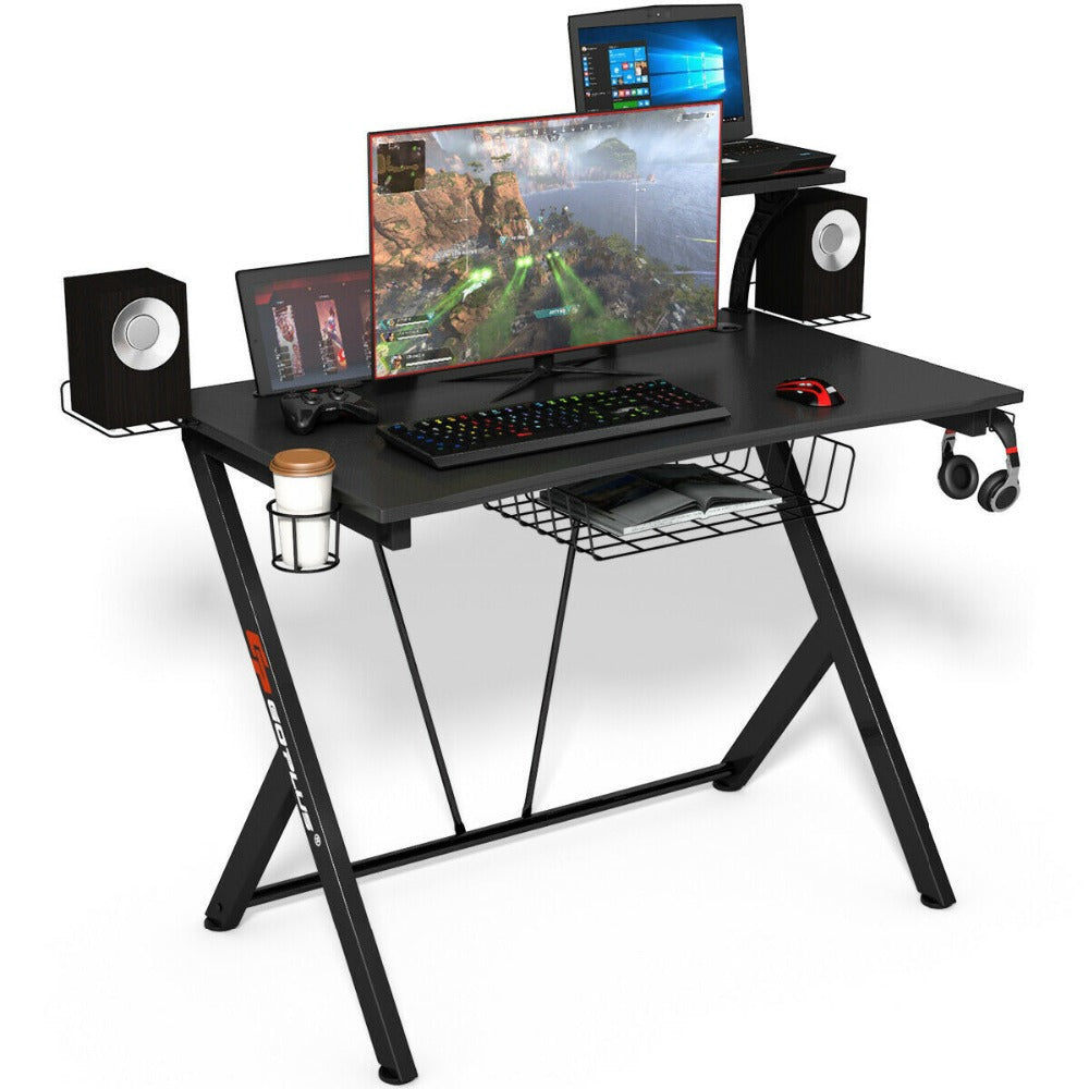 Large Corner Gaming Black Computer Desk 52"- Zincera