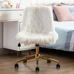 Luxurious Rolling Faux Fur Fuzzy Desk Chair– Zincera