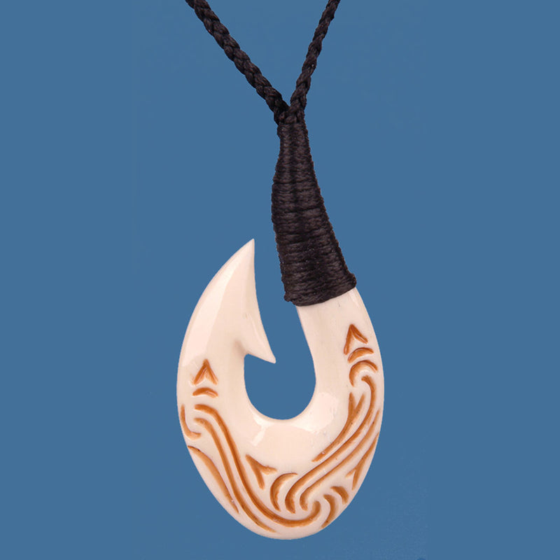 Stylised Wooden Fish Hook Pendant. Sold individually