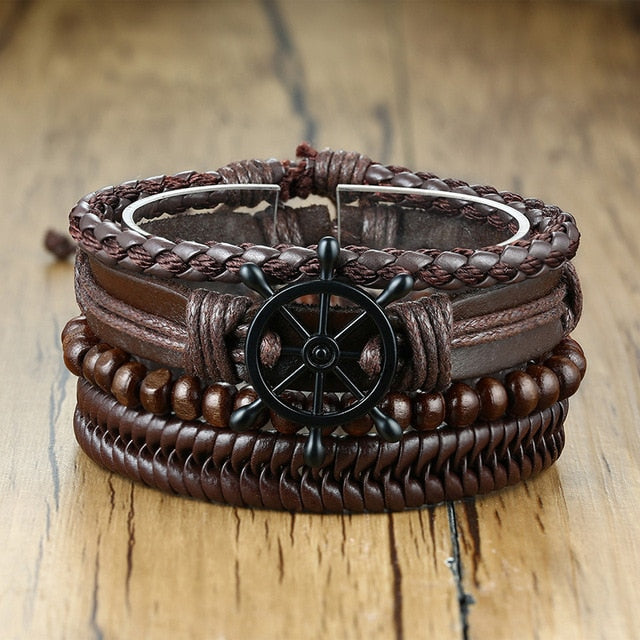Mens leather cuff bracelets USA