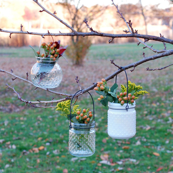 Floral Pressed Glass Hanging Jar Stylwed