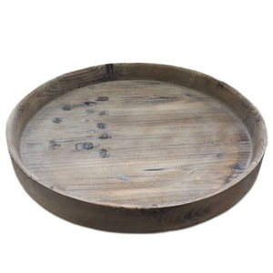 large round wood tray