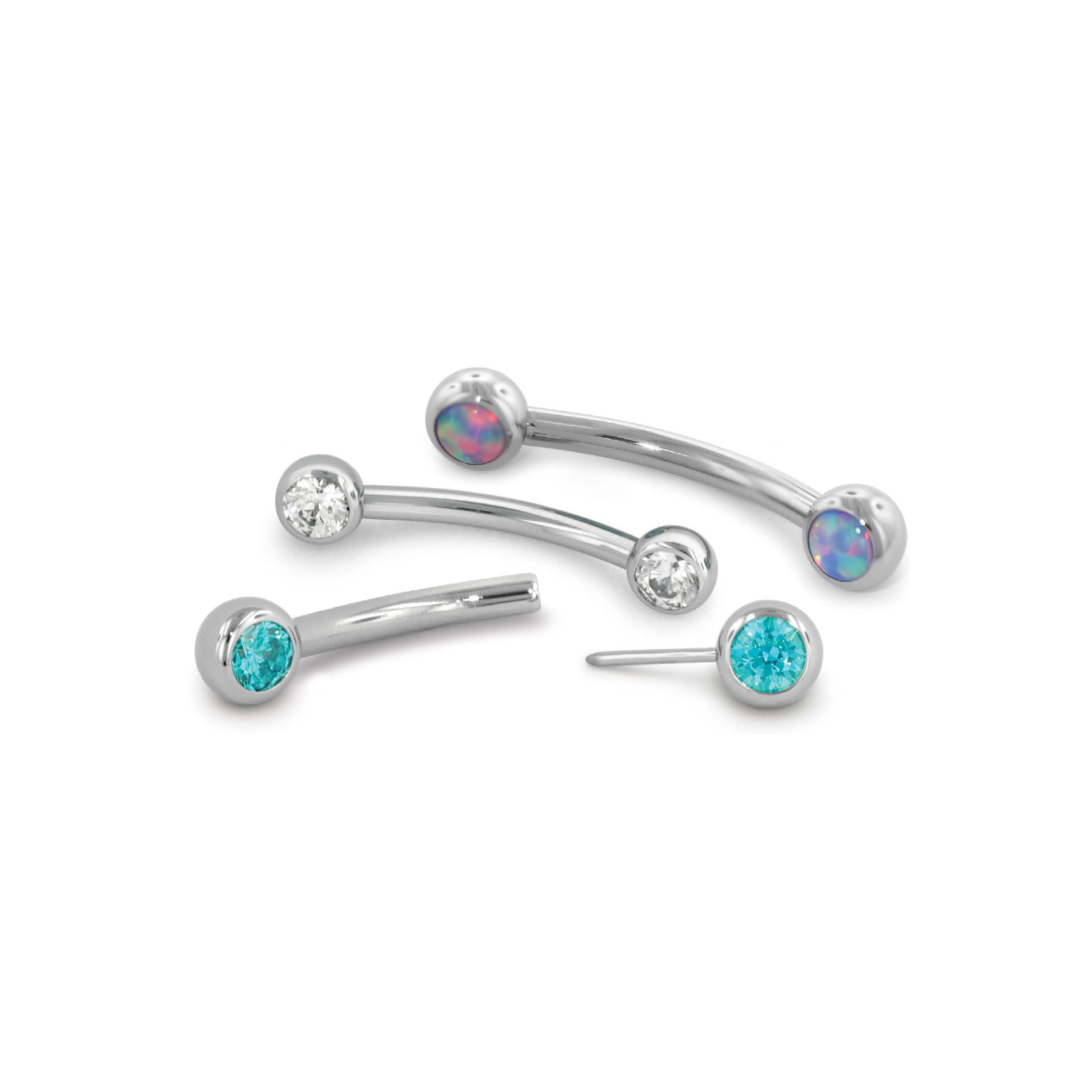 Bent Barbell - Threadless w/ Side Gem (NeoMetal)