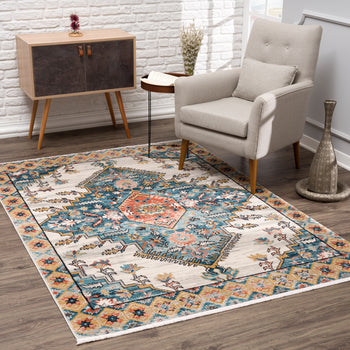 LaDole Rugs Blue Terra Area Rug Soft Carpet Mat For Living Room