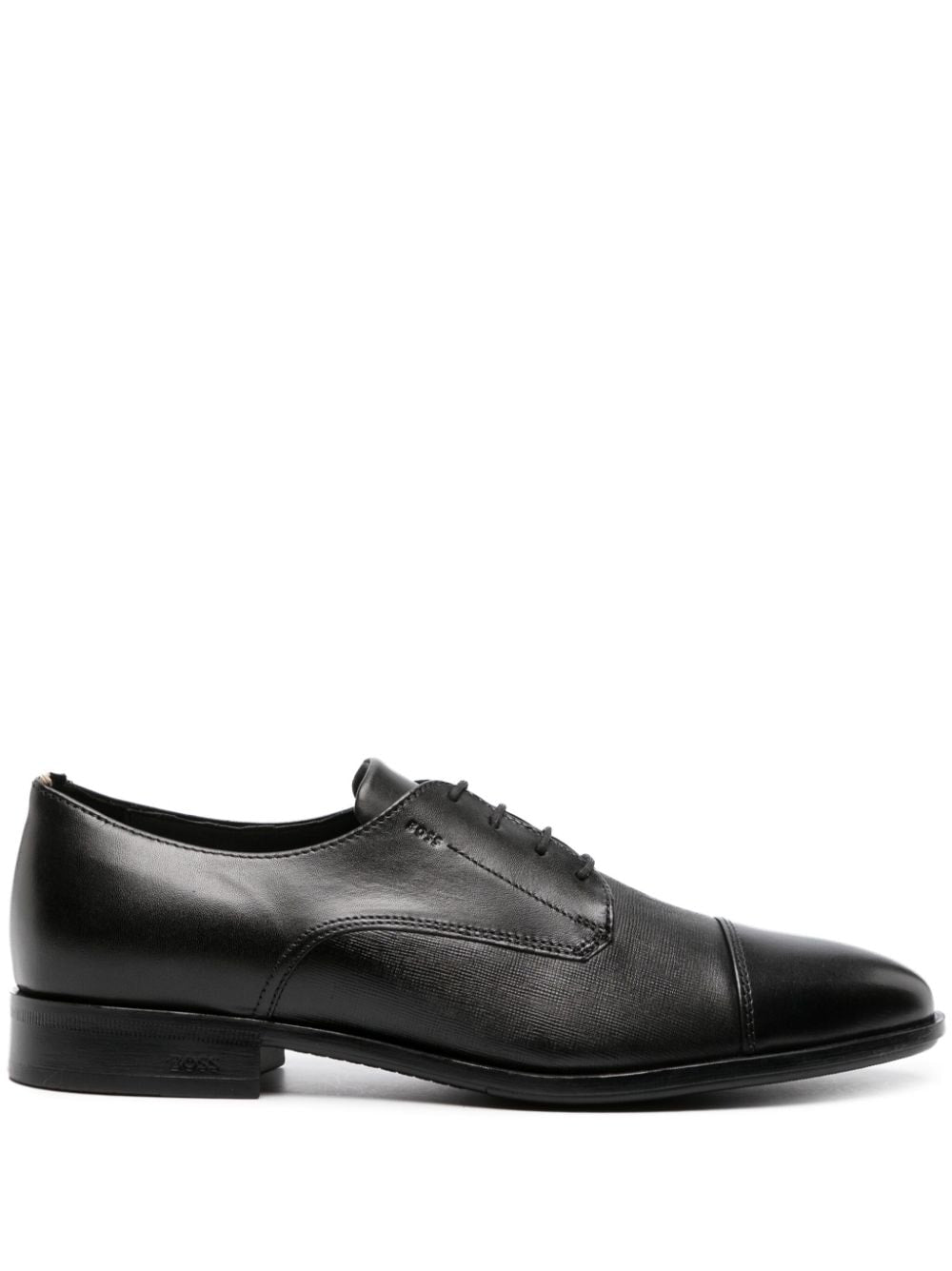 Boss Panelled Leather Black Derby Shoes