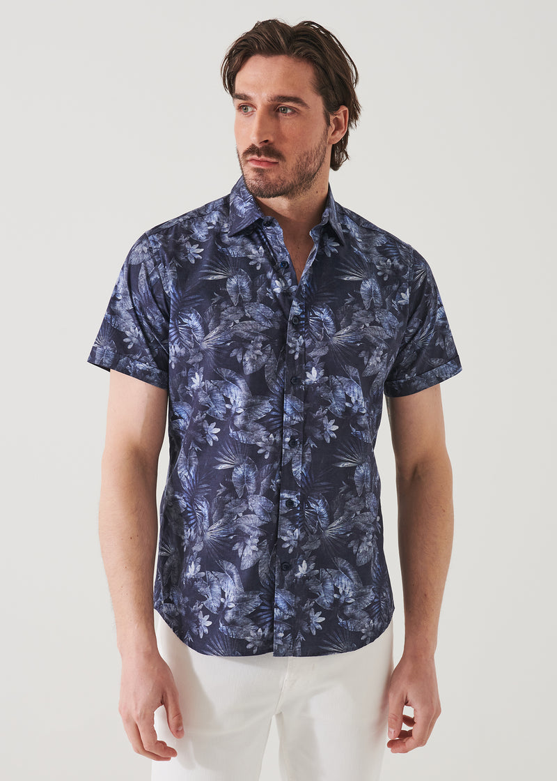 Patrick Assaraf Leaf Pattern Short Sleeve Shirt