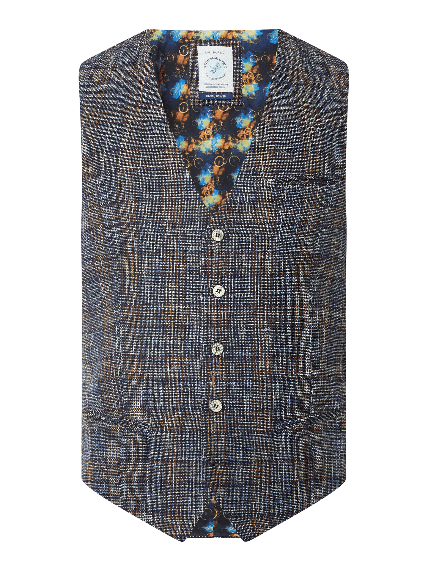 A Fish Named Fred Woven Checked Waistcoat