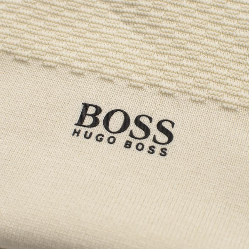 BOSS Zip-neck sweater in organic cotton with mixed structures