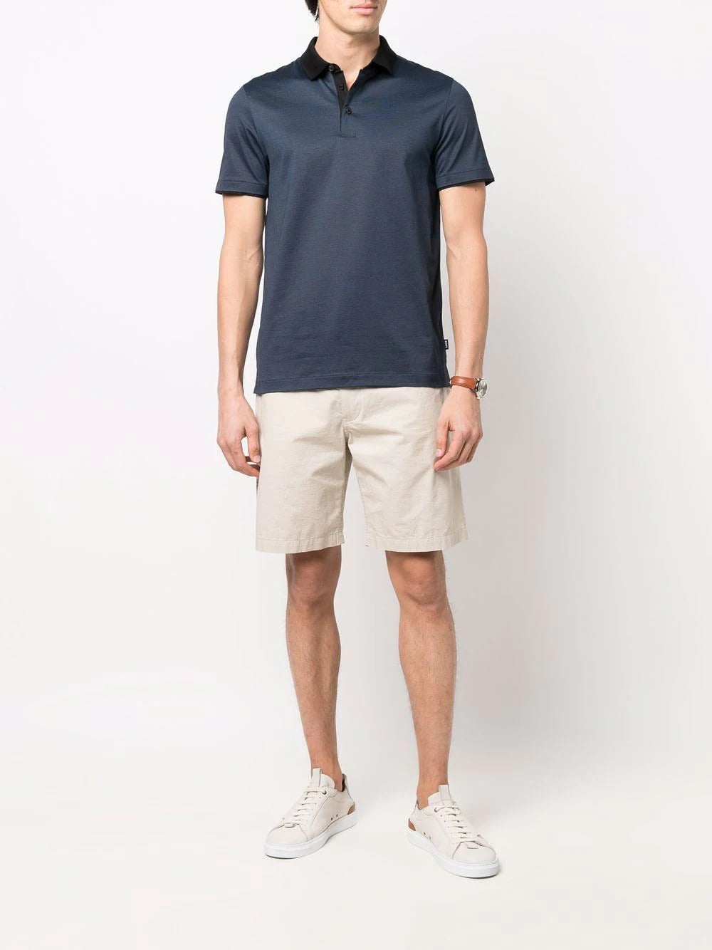 BOSS Pitton contrasting-collar polo shirt