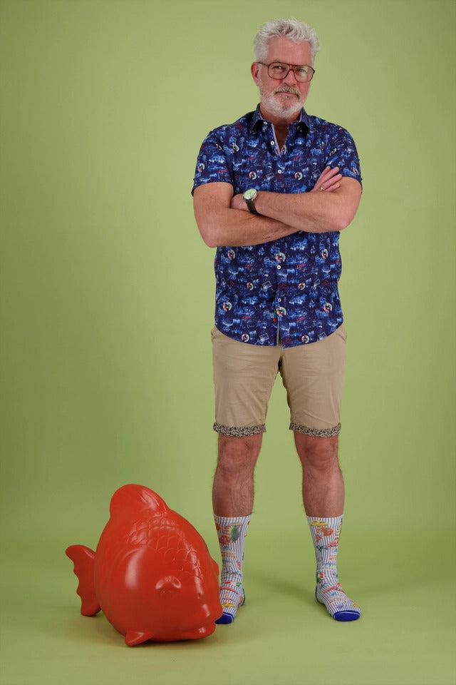 A Fish Named Fred Short-Sleeve Shirt in Ciao Bella Blue