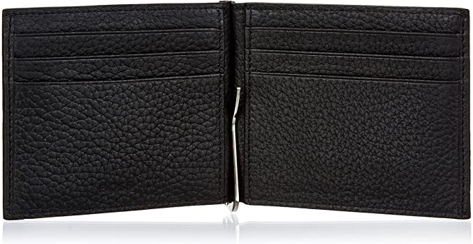 BOSS Crosstown grained leather bifold wallet with silver-tone logo