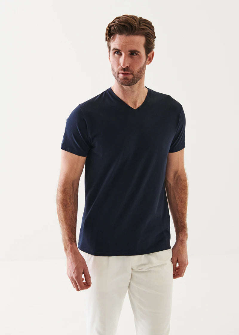 Patrick Assaraf Pima Cotton Stretch V-Neck