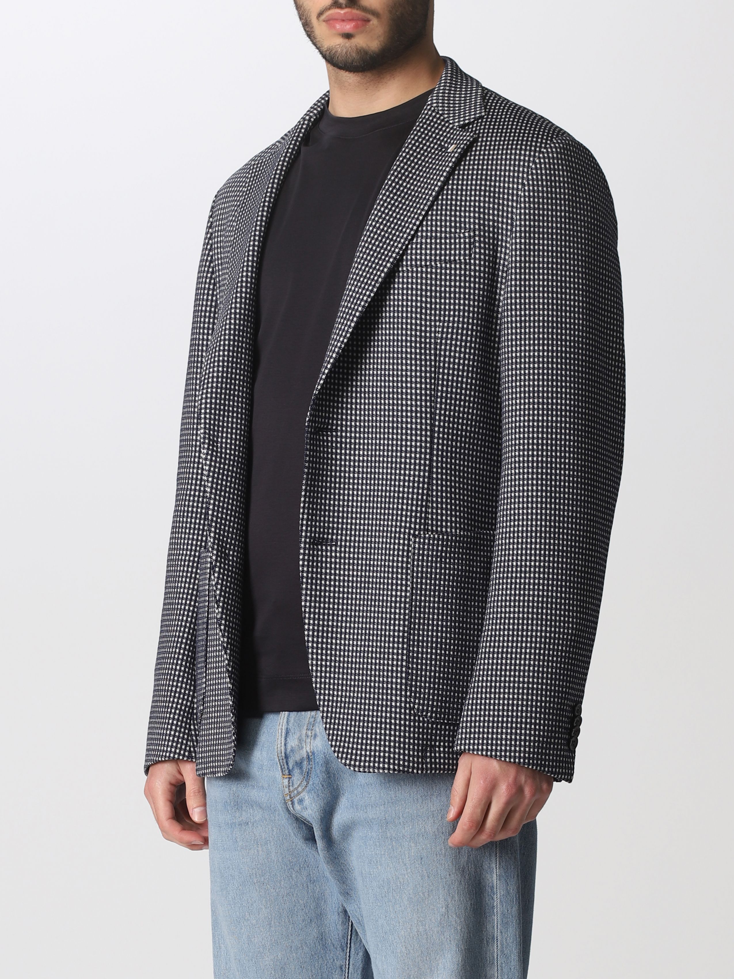 BOSS Hanry gingham-check single-breasted blazer