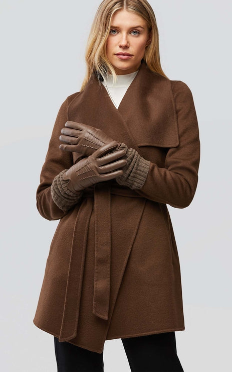 Soia & Kyo CARAMEL leather gloves with knit lining