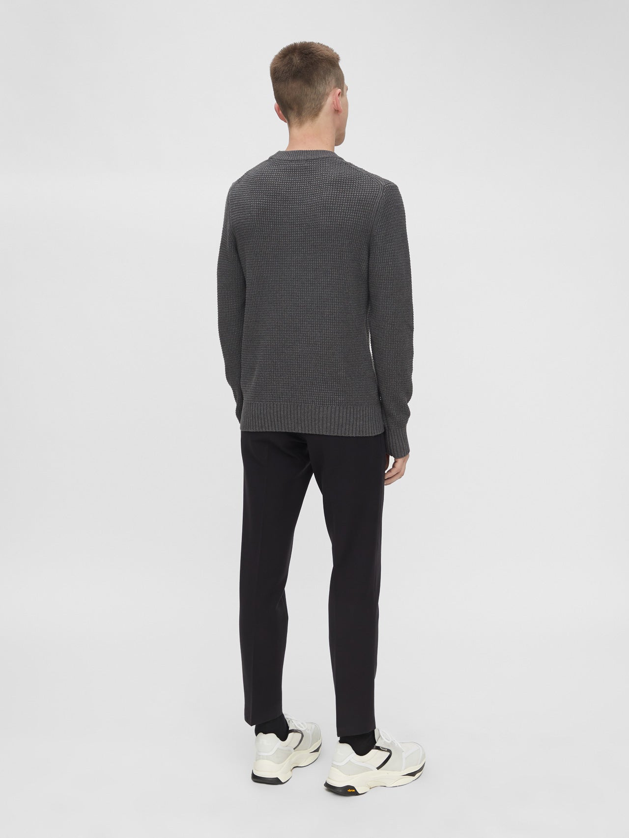 J. Lindeberg Oliver Structure Sweater in Dark Grey Melange