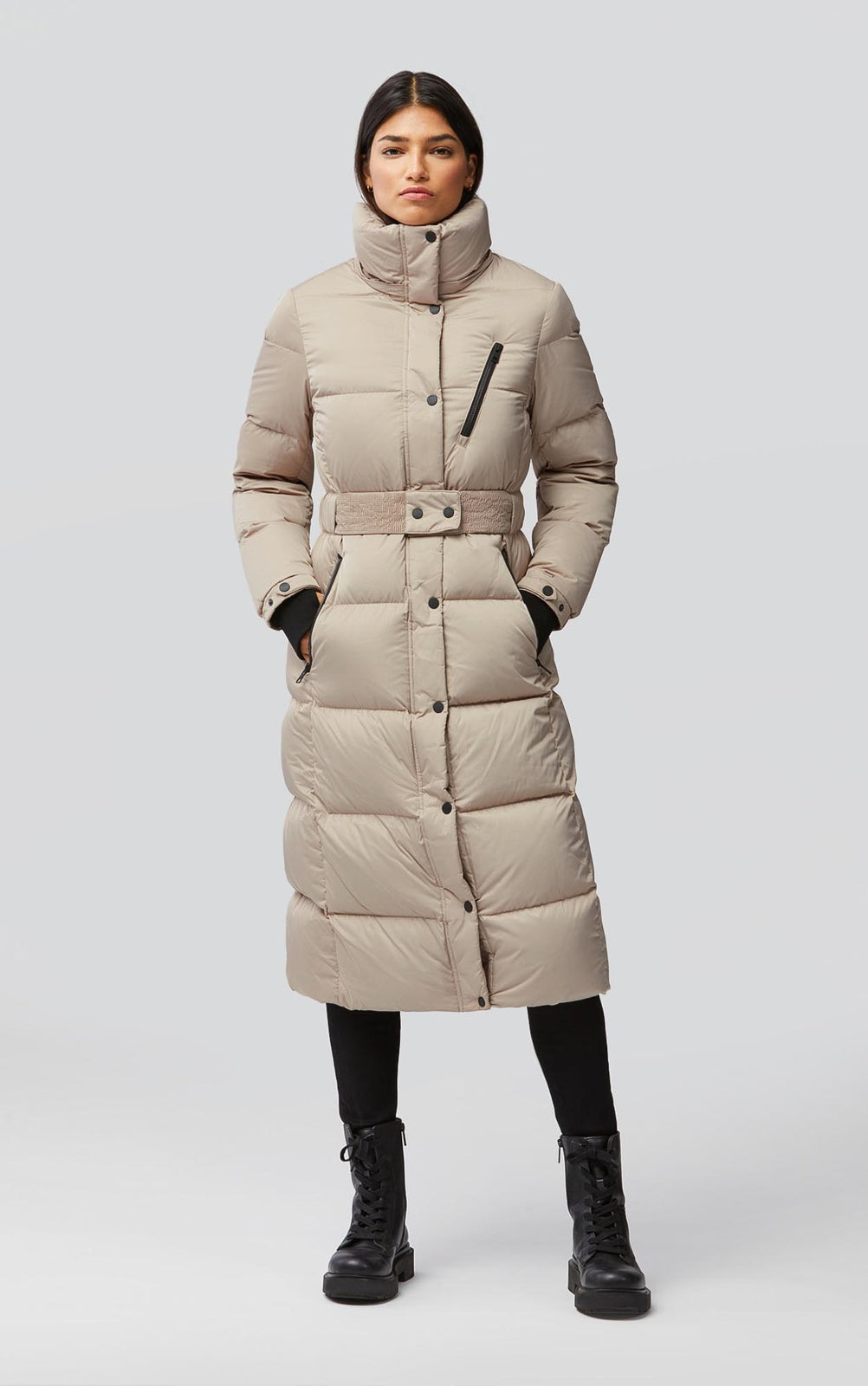 Soia & Kyo JILL semi-fitted calf length down coat with removable hood