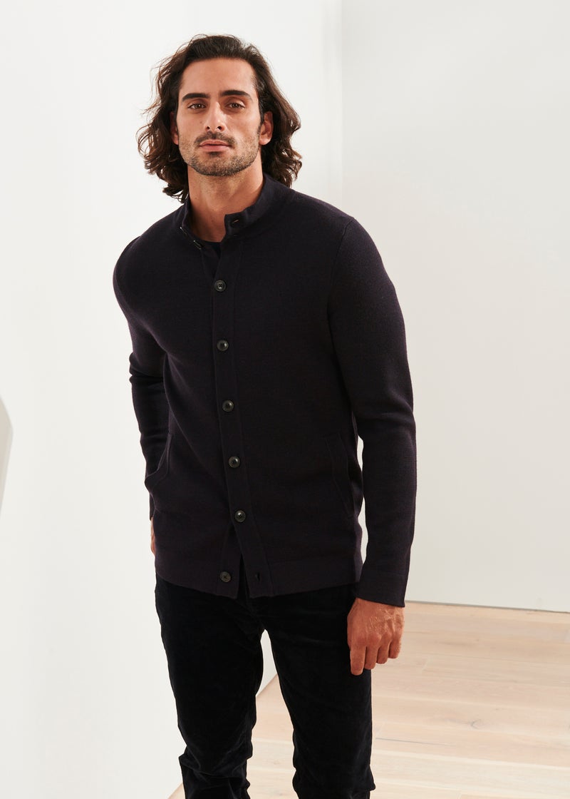 Patrick Assaraf Merino Full Button Sweater