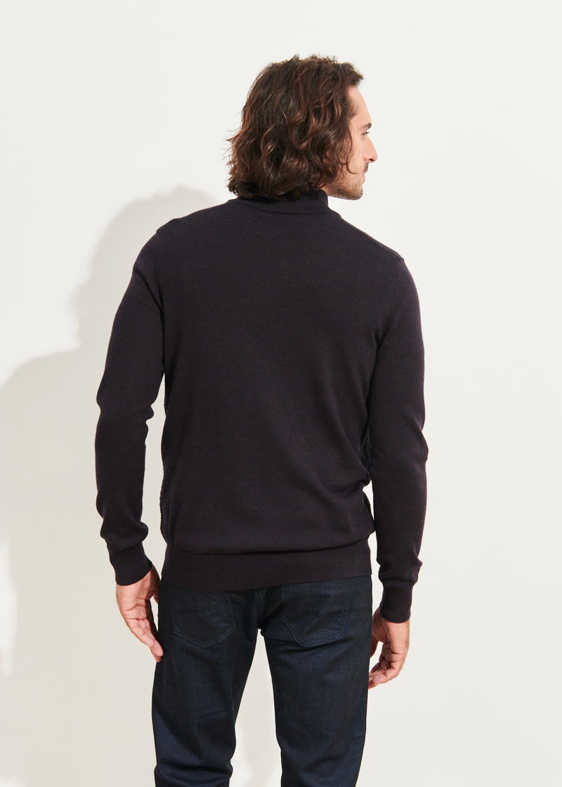 Patrick Assaraf 1/4 Zip Text Stitch Sweater