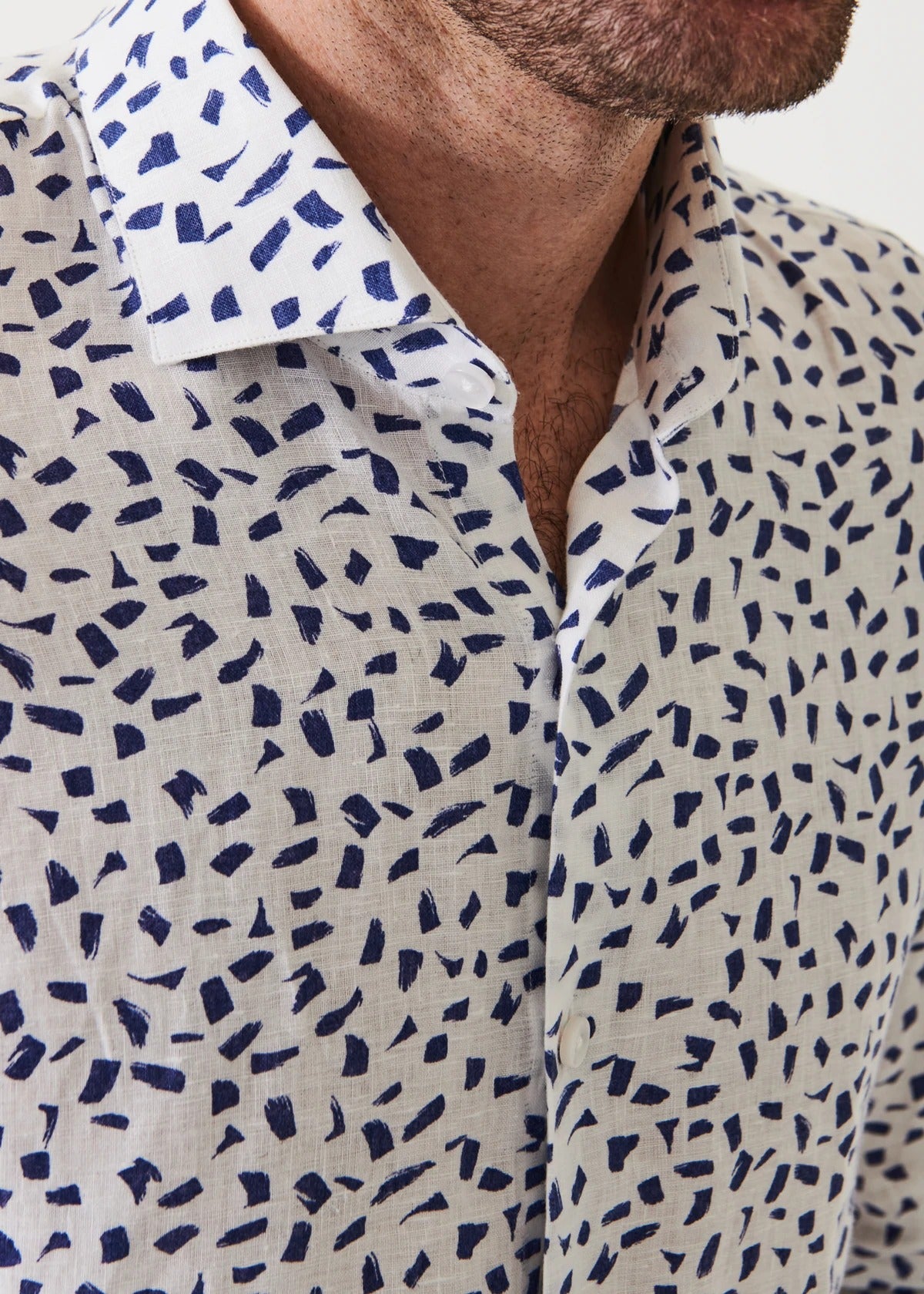 Patrick Assaraf Printed Linen Shirt