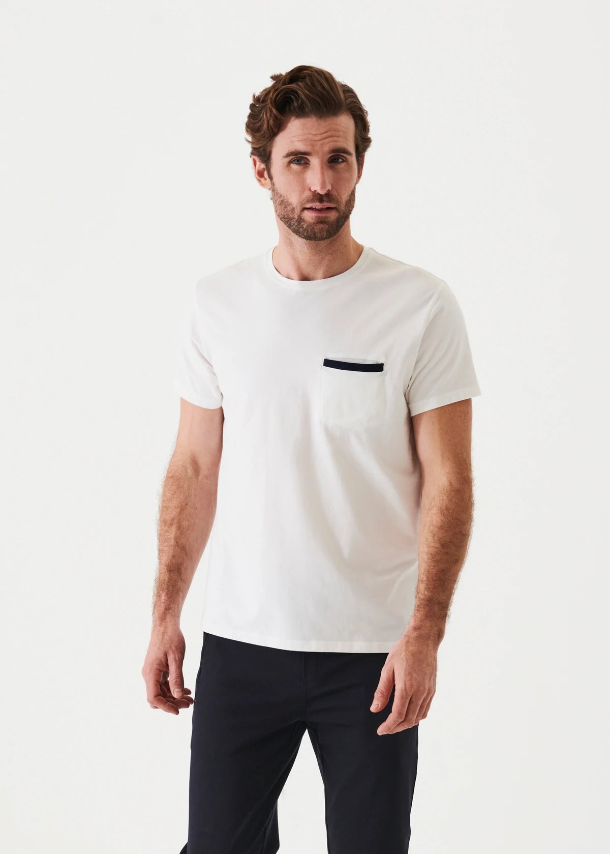 Patrick Assaraf Pima Cotton Stretch Pocket Tee