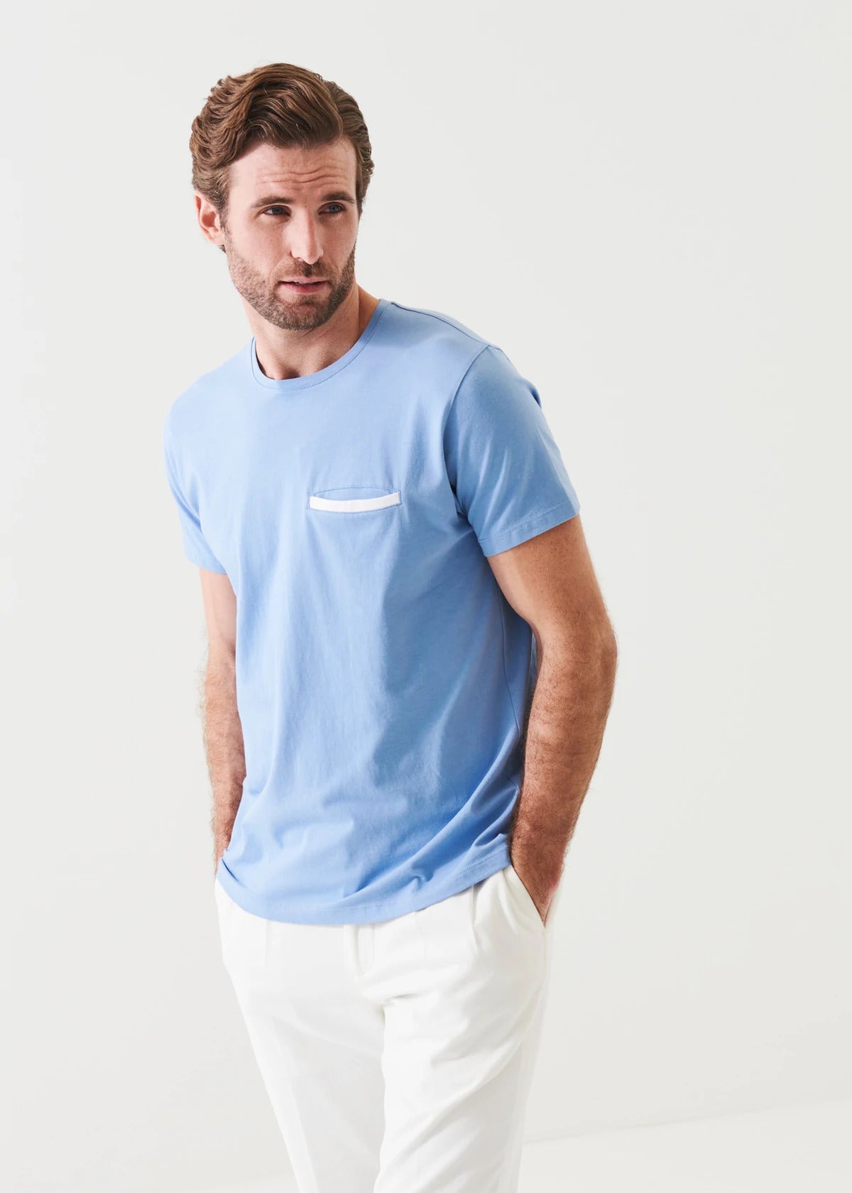 Patrick Assaraf Pima Cotton Stretch Pocket Tee