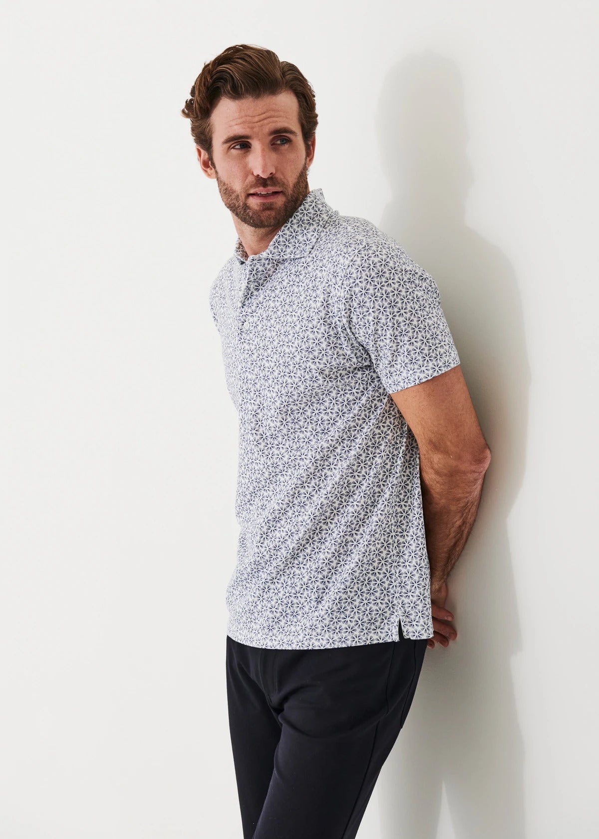 Patrick Assaraf Pima Cotton Stretch Printed Polo