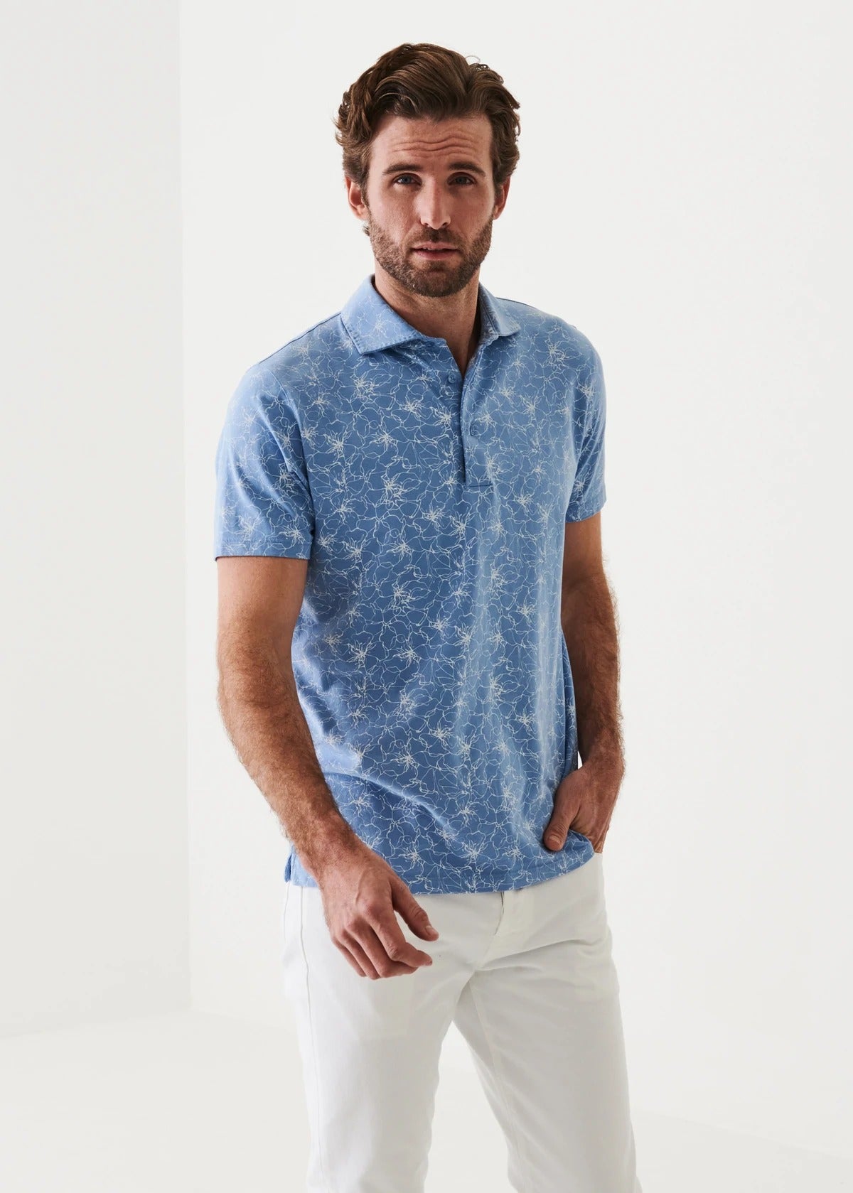 Patrick Assaraf Pima Cotton Stretch Printed Polo