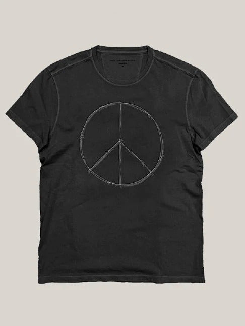 John Varvatos Peace Sign Embroidered Crew Neck Tee