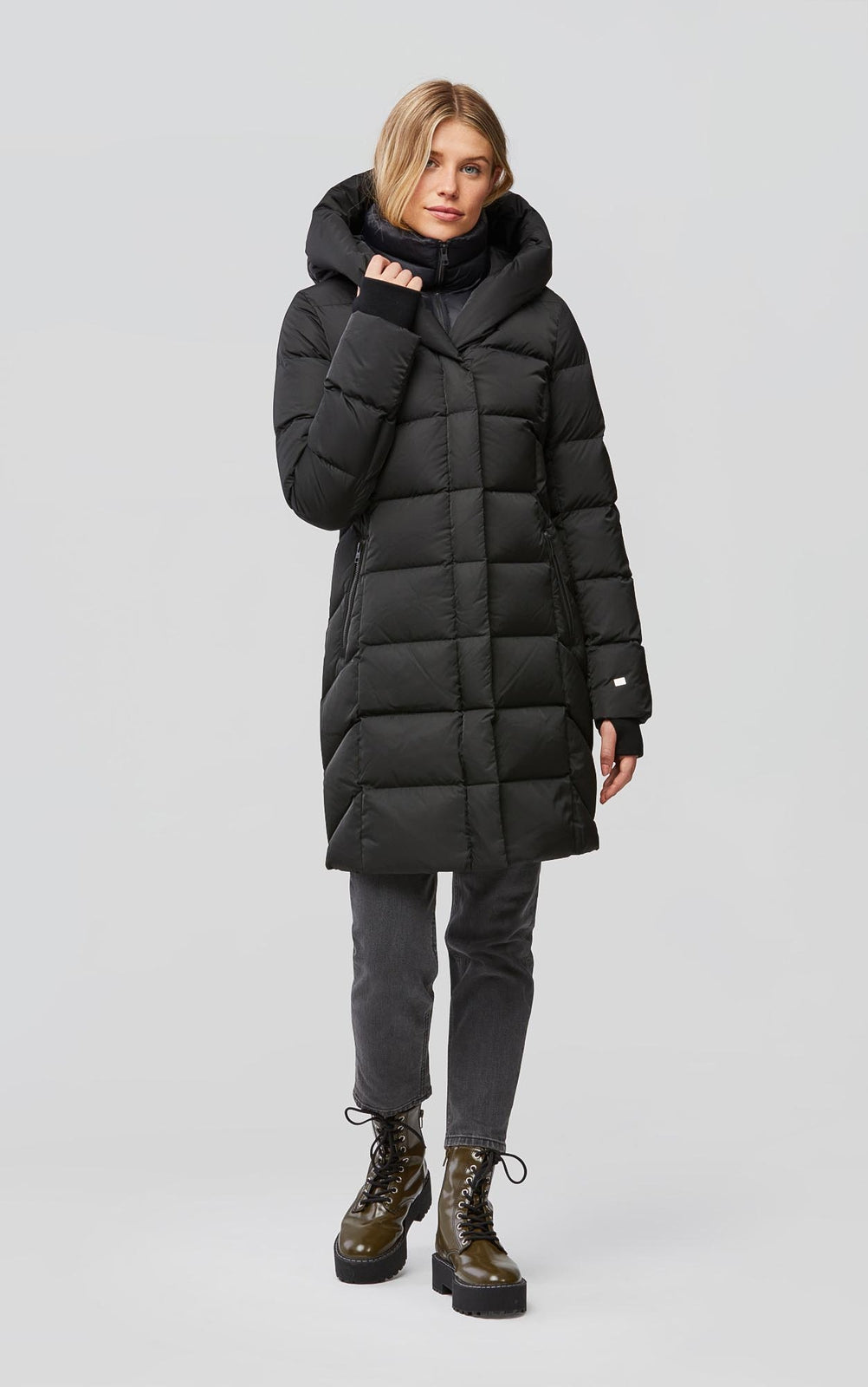 Soia & Kyo SONNY sporty down coat with nylon puffer bib and collar