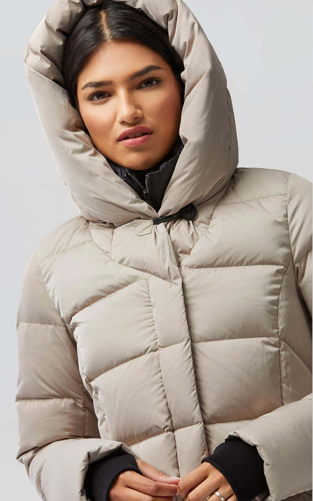 Soia & Kyo SONNY sporty down coat with nylon puffer bib and collar