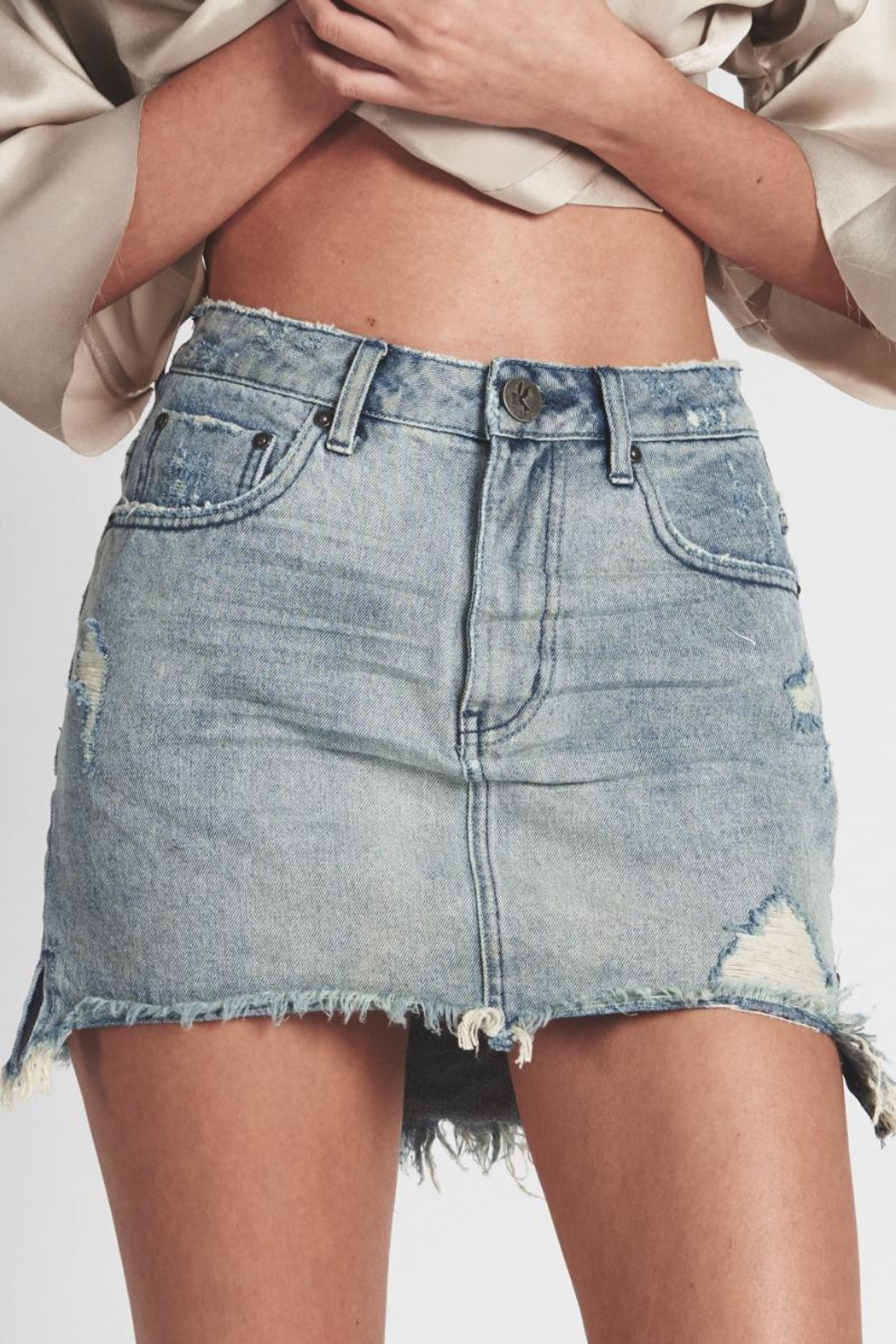 ONETEASPOON Denim Skirt in Blue Storm