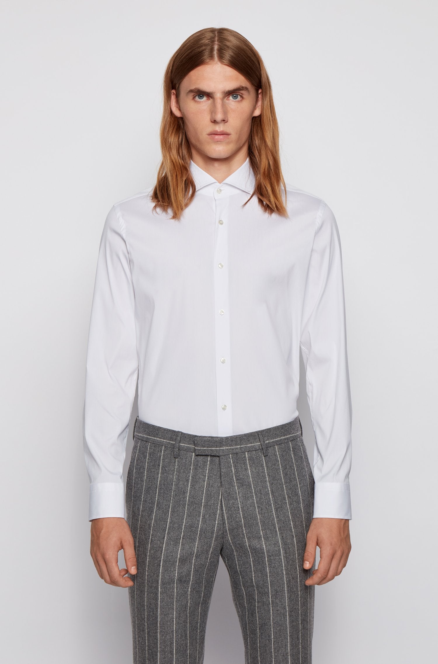 BOSS Slim-fit shirt in stretch poplin