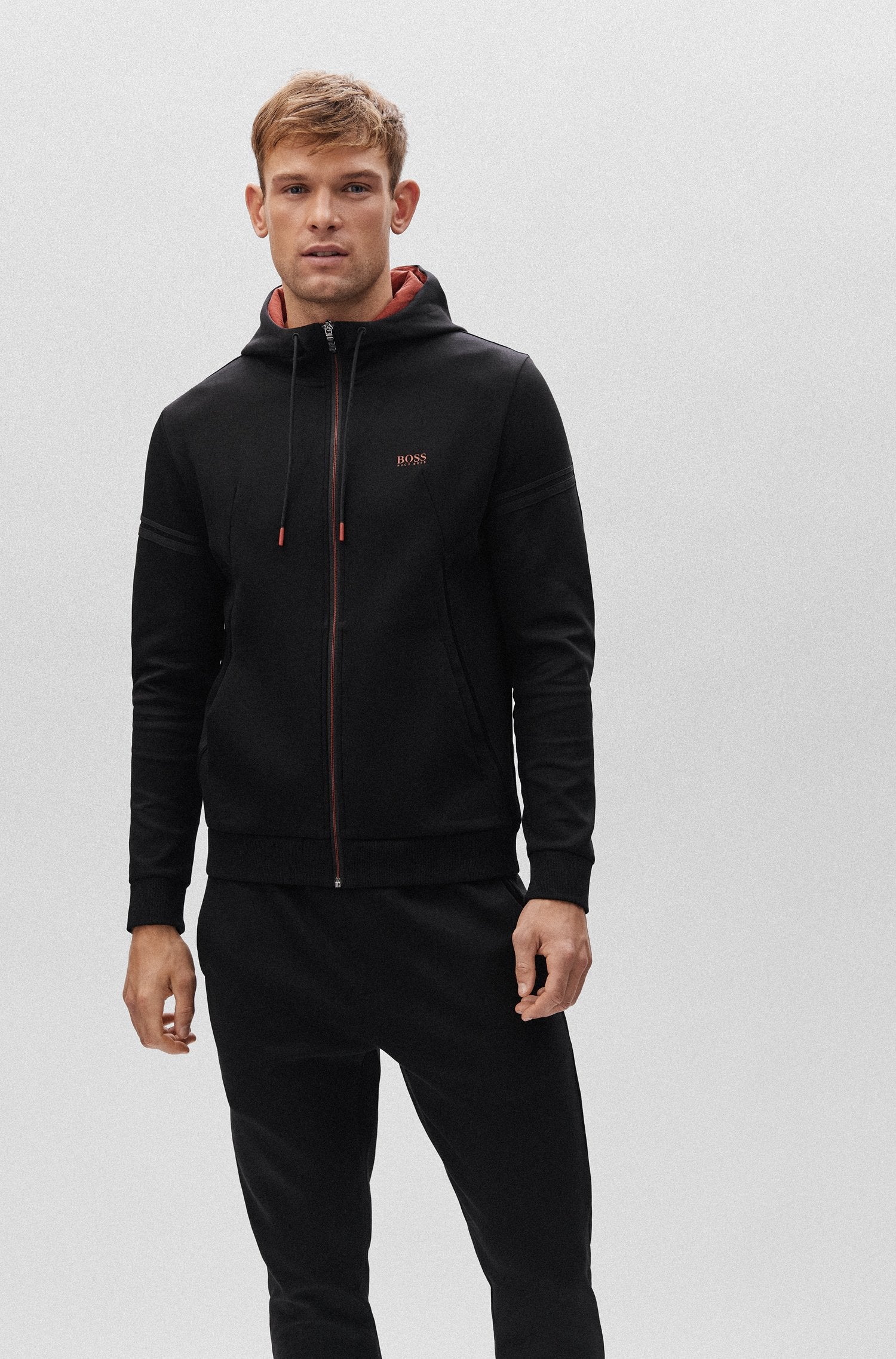 BOSS Cotton-blend regular-fit tracksuit with contrast logo