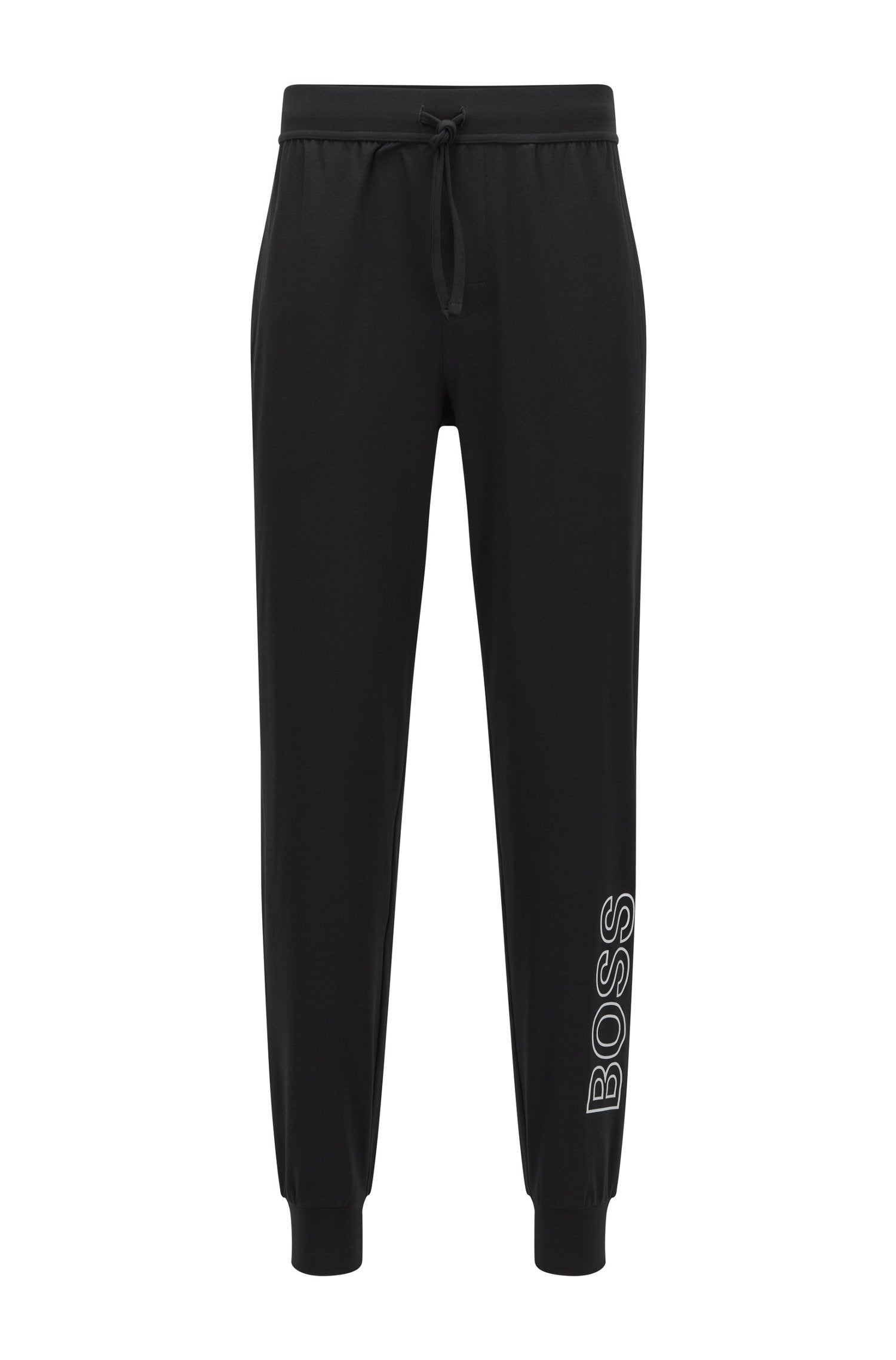 BOSS Stretch-cotton jersey pyjama bottoms with metallic logo