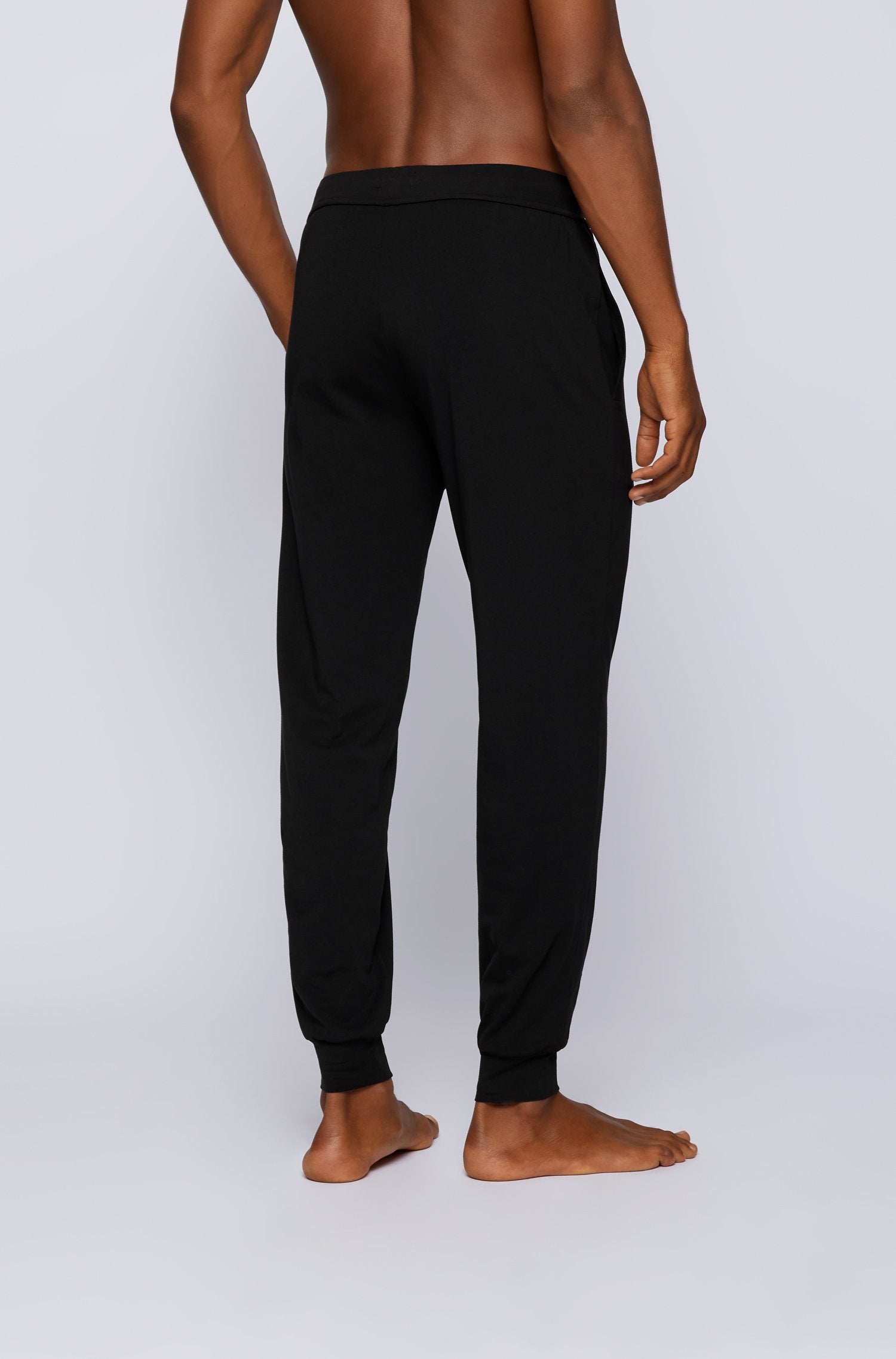 BOSS Stretch-cotton jersey pyjama bottoms with metallic logo