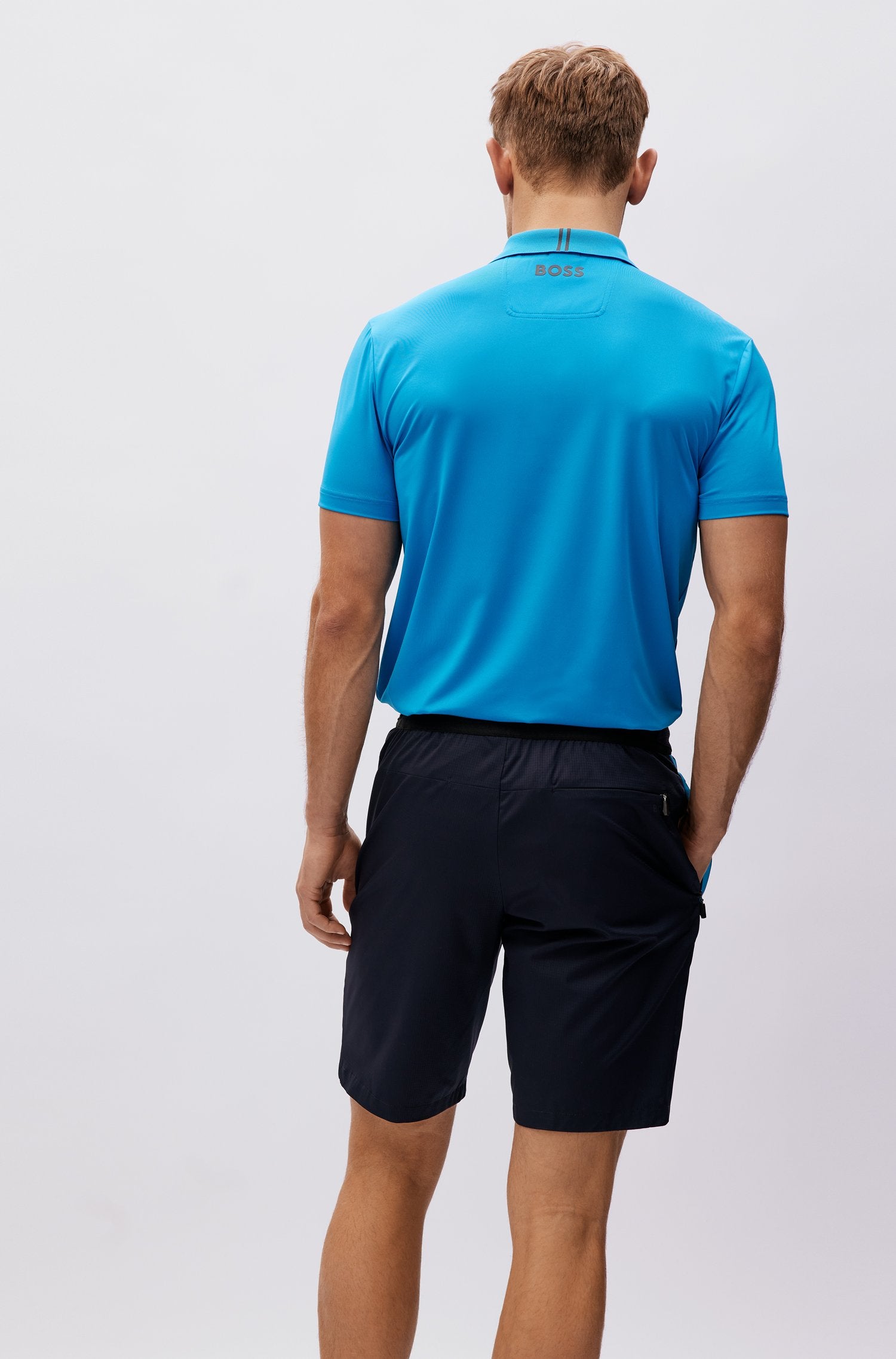 BOSS Paddytech regular-fit polo shirt with contrast logos and stripes