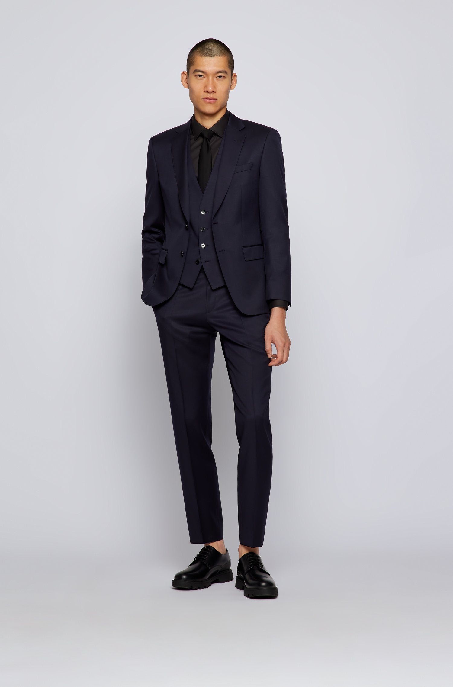 BOSS H-Genius formal trousers in virgin-wool serge