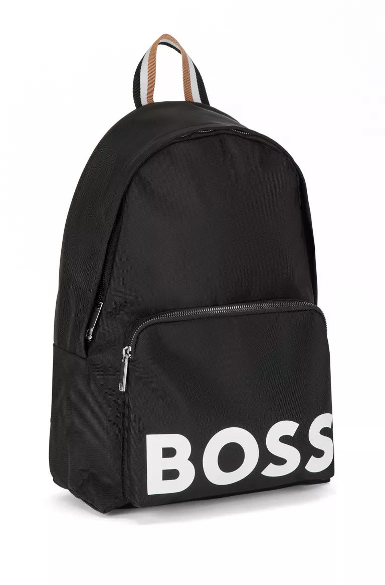 BOSS Catch recycled-material backpack with signature-stripe webbing