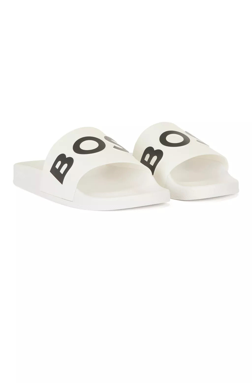 BOSS Italian-made slides with contrast-logo strap