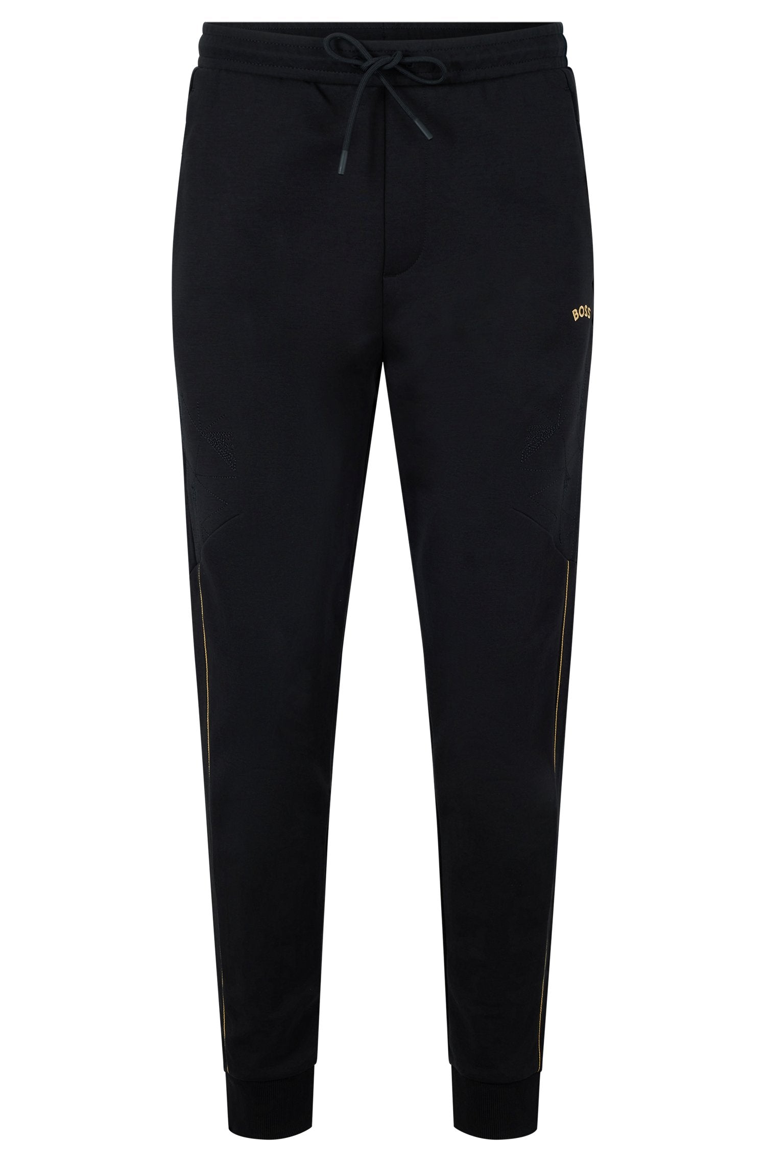 BOSS Stretch Jersey Tracksuit Bottoms with Grid Embroidery