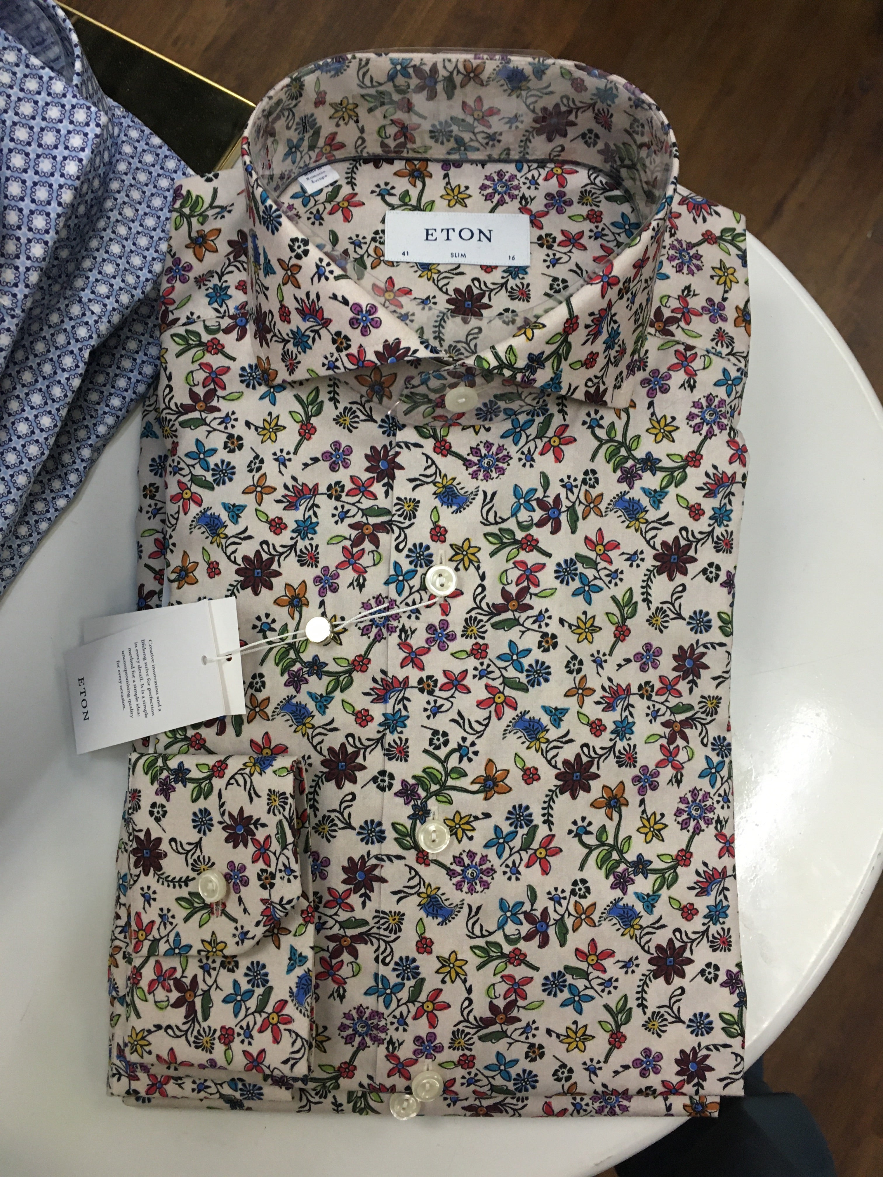 ETON Slim Fit Floral Doodle Shirt