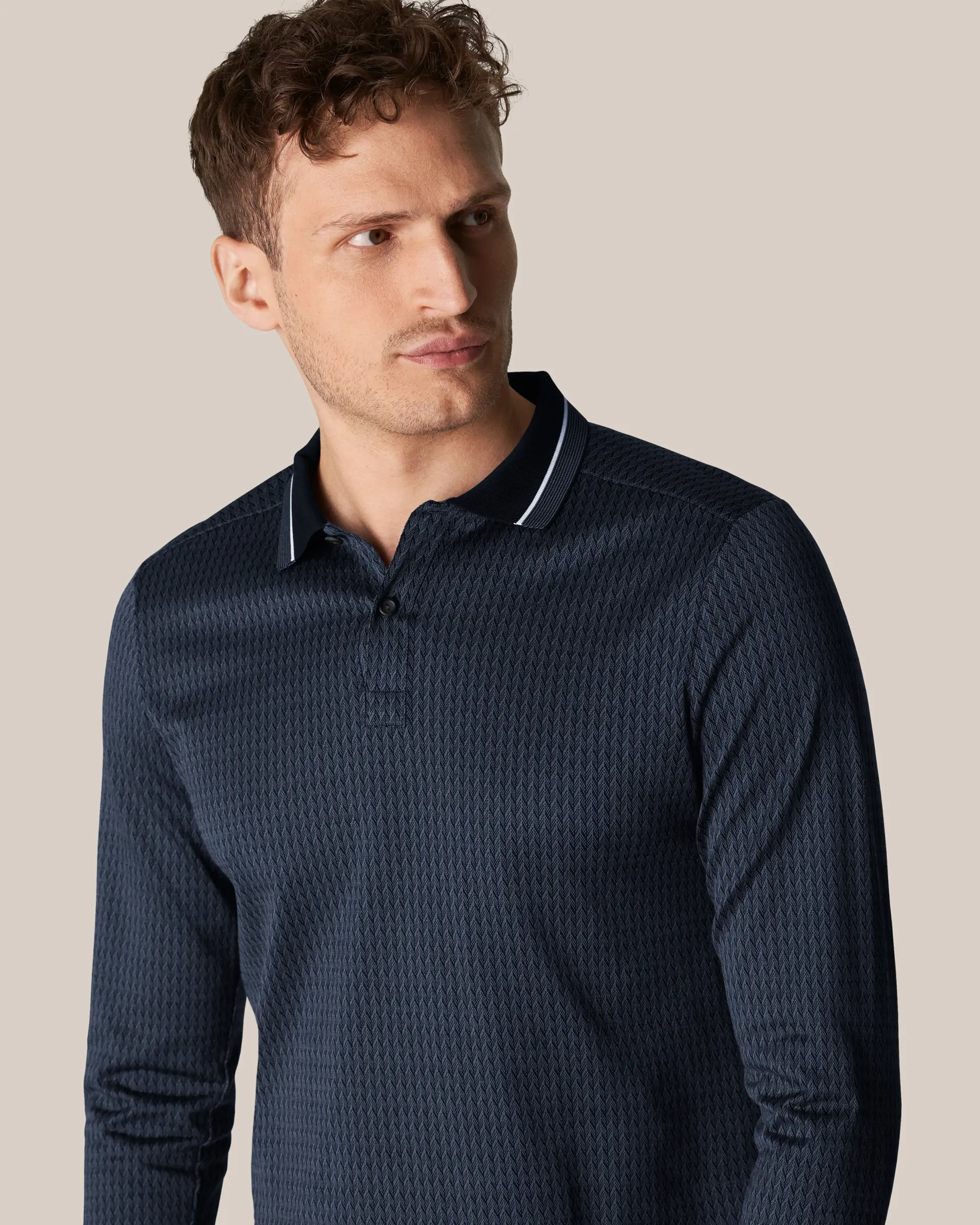 Eton Fili Di Scozia Long Sleeve Slim Fit Polo Shirt