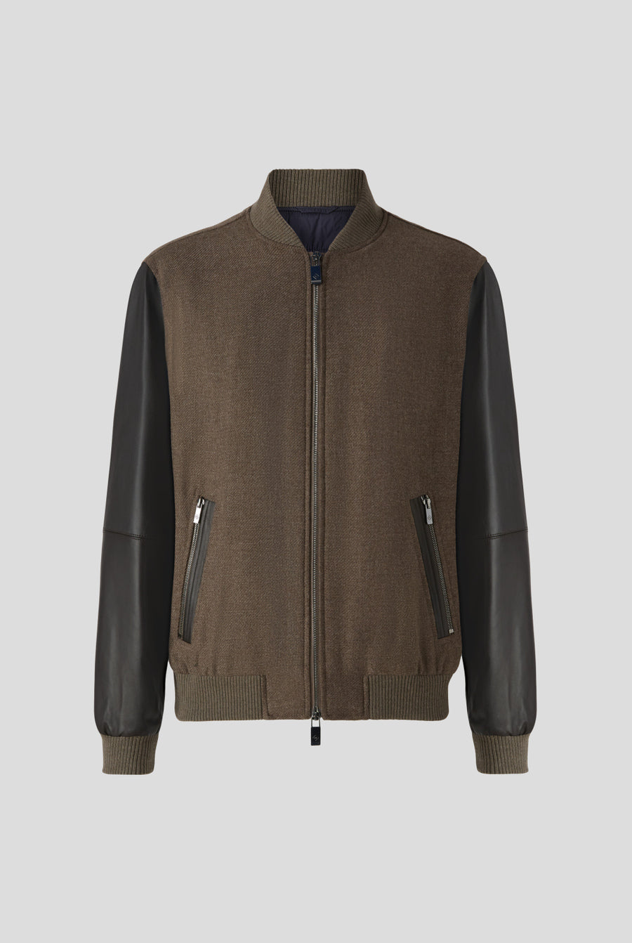 PAL ZILERI Varsity Solid Jacket in Pure Wool with Nappa Leather Sleeves