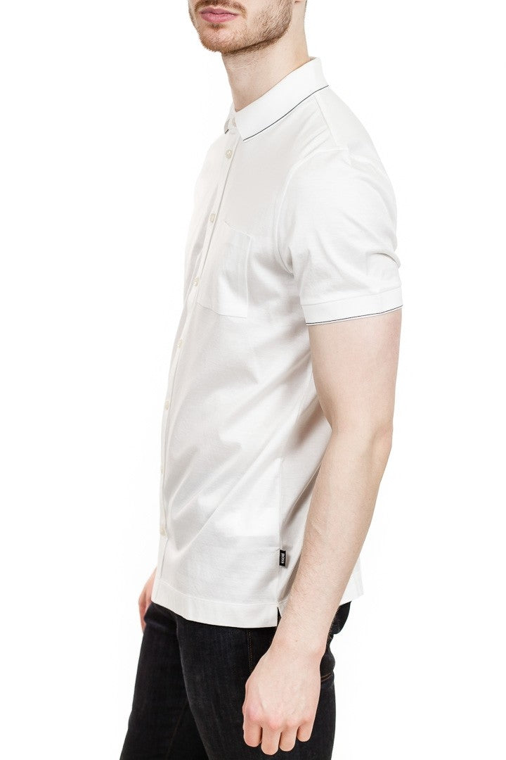 BOSS Puno Button Down Polo Shirt in White