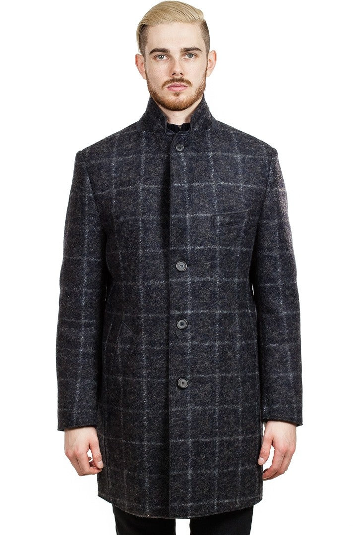 Bugatti Mens Flexcity Check Coat in Blue